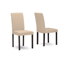 Baxton Studio Andrew Dining Chair-Beige Fabric Andrew Contemporary Espresso Wood Beige Fabric Dining Chair (Set of 4)
